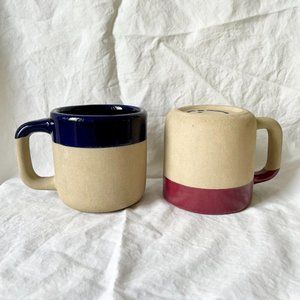 Great American Stonewear Stone and Ceramic Blue and Purple Glaze Mugs Set of 2